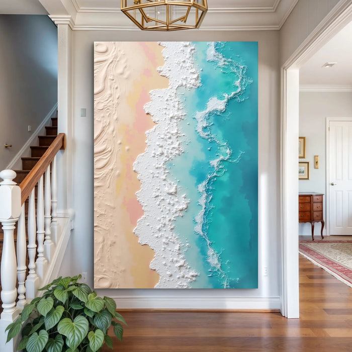 3D Minimalist Pink and Blue Ocean Wall Art by Tailored Canvases