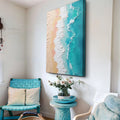 3D Minimalist Pink and Blue Ocean Wall Art by Tailored Canvases