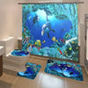 3D Printing Waterproof Shower Curtain Pedestal Rug Toilet Cover Bath Mat Set