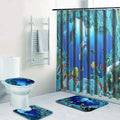3D Printing Waterproof Shower Curtain Pedestal Rug Toilet Cover Bath Mat Set by DailySale