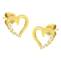 14K Yellow Gold 1/8 Cttw Diamond Journey Heart Hoop Earrings (K-L Color, I1-I2 Clarity) by Bids.com