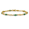 Oval Green Emerald & Diamond Prong 14K Yellow Gold Infinity Link Bracelet