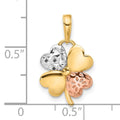 14K Rose Gold Four Leaf Clover Charm Pendant by Fine Color Jewels