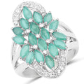 2.74 Carat Genuine Emerald and White Topaz .925 Sterling Silver Ring by Bids.com