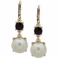 Anne Klein Gold-Tone Stone & Imitation Pearl Drop Earrings ? Pearl by Vanessa Jane