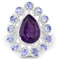 5.82 Carat Genuine Amethyst and Tanzanite .925 Sterling Silver Ring by Bids.com