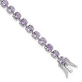 Round Purple Amethyst Prong Sterling Silver Tennis Bracelet by Fine Color Jewels