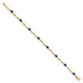 1.76 Ct Oval Blue Sapphire & Diamond Prong 14K Yellow Gold Twist Link Bracelet by Fine Color Jewels