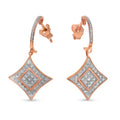 10K Rose Gold Plated Sterling Silver Round Cut Diamond Cushion Dangle Earrings (0.04 cttw, H-I Color, I2-I3 Clarity) by Bids.com