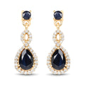 1.19 Carat Genuine Blue Sapphire and White Diamond 14K Yellow Gold Earrings by Bids.com