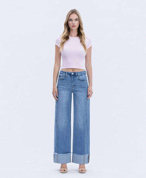 Mia High Rise Cuffed Wide Jeans by Boutique 23