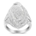 .925 Sterling Silver & 1-1/8 Cttw Diamond Marquise Shaped Cluster Triple Halo Knot Cocktail Fashion Ring (I-J Color, I2-I3 Clarity) - Size 6 by Bids.com