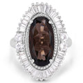 8.12 Carat Genuine Smoky Quartz and White Topaz .925 Sterling Silver Ring by Bids.com