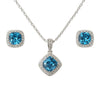 Earrings and Necklace Natural Cushion Blue Topaz Jewelry Sets