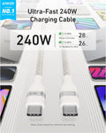 Anker USB-C to USB-C Cable (3 ft / 6 ft, 240W, Upcycled-Braided) by Anker