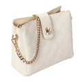 Ivory Quilted Leather Crossbody Bag by MiamiLeathers.com