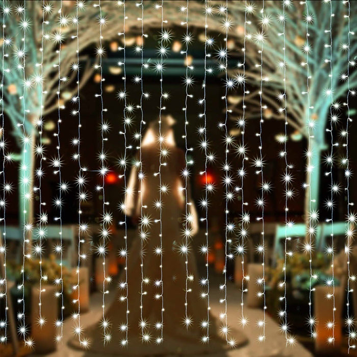 3m x 2m Cool White Waterproof Curtain Fairy String Lights with 8 Modes by DailySale