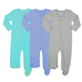 3pc footie set | vintage aqua periwinkle & heather grey by Finn + Emma