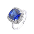 4.00 Ct Cushion Lab-Grown Ceylon Blue Sapphire Prong Silver Halo Statement Ring by Fine Color Jewels