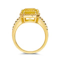 4.00 Ct Cushion Lab Grown Yellow Sapphire Prong 18k Yellow Gold Over Silver Halo Statement Ring by Fine Color Jewels