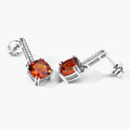 4.00 Ct Cushion Orange Madeira Citrine & Lab Diamond Prong Silver Dangle Earrings by Fine Color Jewels