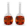4.00 Ct Cushion Orange Madeira Citrine & Lab Diamond Prong Silver Dangle Earrings