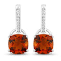 4.00 Ct Cushion Orange Madeira Citrine & Lab Diamond Prong Silver Dangle Earrings by Fine Color Jewels