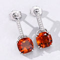 4.00 Ct Cushion Orange Madeira Citrine & Lab Diamond Prong Silver Dangle Earrings by Fine Color Jewels