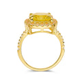4.00 Ct Cushion Yellow Sapphire Prong 18k Yellow Gold Over Silver Halo Statement Ring by Fine Color Jewels
