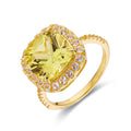 4.00 Ct Cushion Yellow Sapphire Prong 18k Yellow Gold Over Silver Halo Statement Ring by Fine Color Jewels