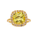 4.00 Ct Cushion Yellow Sapphire Prong 18k Yellow Gold Over Silver Halo Statement Ring by Fine Color Jewels