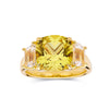 4.00 Ct Cushion Yellow Sapphire Prong 18k Yellow Gold Over Silver Three Stone Statement Ring