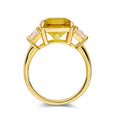 4.00 Ct Cushion Yellow Sapphire Prong 18k Yellow Gold Over Silver Three Stone Statement Ring by Fine Color Jewels