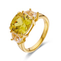 4.00 Ct Cushion Yellow Sapphire Prong 18k Yellow Gold Over Silver Three Stone Statement Ring by Fine Color Jewels