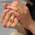 4.00 Ct Cushion Yellow Sapphire Prong 18k Yellow Gold Over Silver Three Stone Statement Ring by Fine Color Jewels