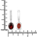 4.00 Ct Oval Red Garnet & Lab Diamond Prong Rhodium Plated Silver Dangle Earrings by Fine Color Jewels