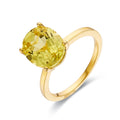 4.00 Ct Oval Yellow Sapphire Prong 18k Yellow Gold Over Silver Solitaire Ring by Fine Color Jewels