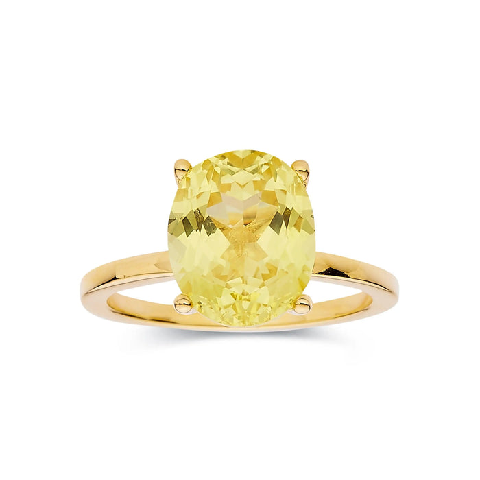 4.00 Ct Oval Yellow Sapphire Prong 18k Yellow Gold Over Silver Solitaire Ring by Fine Color Jewels