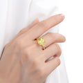 4.00 Ct Round Yellow Sapphire Prong 18k Yellow Gold Over Silver Solitaire Ring by Fine Color Jewels