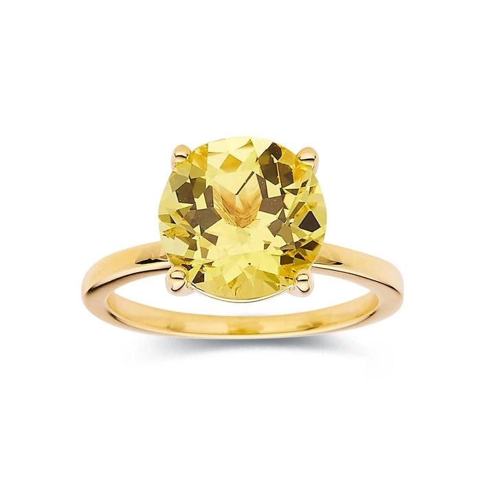4.00 Ct Round Yellow Sapphire Prong 18k Yellow Gold Over Silver Solitaire Ring by Fine Color Jewels