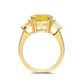 4.00 Ct Round Yellow Sapphire Prong 18k Yellow Gold Over Silver Three Stone Statement Ring by Fine Color Jewels