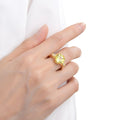 4.00 Ct Round Yellow Sapphire Prong 18k Yellow Gold Over Silver Three Stone Statement Ring by Fine Color Jewels