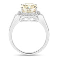 4.02 Ct Natural Yellow Diamond 18K White Gold Pave Halo Cushion Ring by Fine Color Jewels