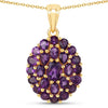 4.04 Ct Purple Amethyst Prong 18K Gold Plated Silver Cluster Pendant Necklace