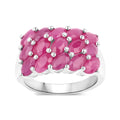 4.05 Ct Oval Pink Ruby Prong Silver Cluster Ring by Fine Color Jewels
