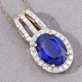 4.06 Ct Genuine Oval Ceylon Blue Sapphire and Diamond 18K Yellow Gold Statement Pendant by Fine Color Jewels