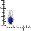 4.06 Ct Genuine Oval Ceylon Blue Sapphire and Diamond 18K Yellow Gold Statement Pendant by Fine Color Jewels