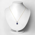4.06 Ct Genuine Oval Ceylon Blue Sapphire and Diamond 18K Yellow Gold Statement Pendant by Fine Color Jewels