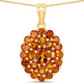 4.08 Ct Yellow Citrine Prong 18K Gold Plated Silver Cluster Pendant Necklace by Fine Color Jewels