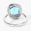 4.10 Ct Cushion Swiss Blue Topaz & Lab Diamond Prong Silver Halo Ring by Fine Color Jewels
